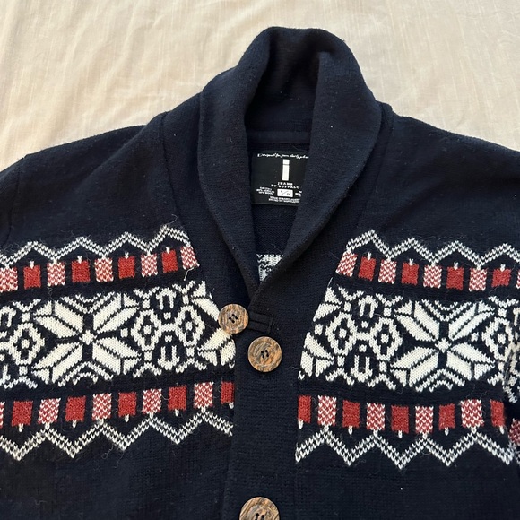 Jeans by BUFFALO Wool Blend Button Fair Isle Cardigan Men L - Picture 2 of 6